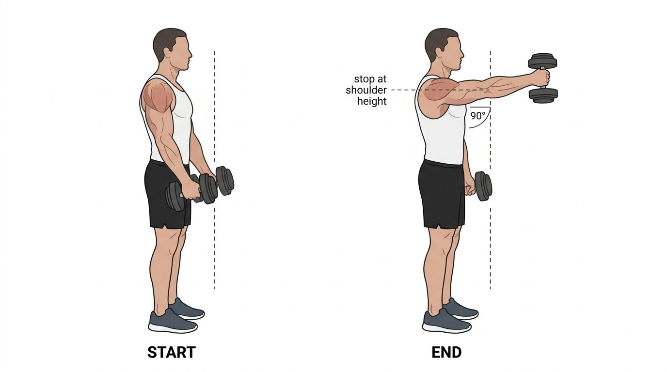 Dumbbell front raise form